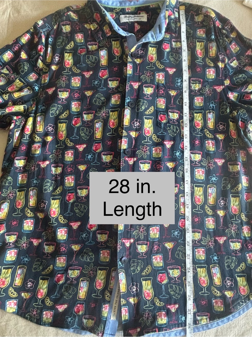 Tommy Bahama Veracruz Cay Electric Cocktails Camp Shirt - Horizon Blue, size L - Picture 5 of 6